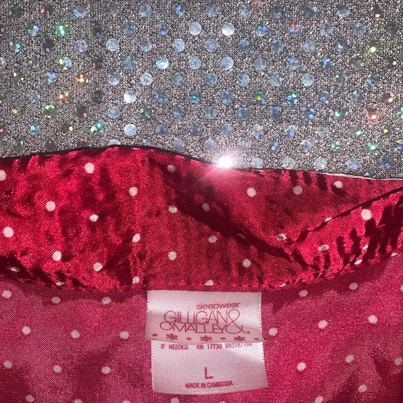 Gilligan & O’ Malley Vintage Red “Silk” w/ White Dots Pajama Top Sz Large - Picture 5 of 7